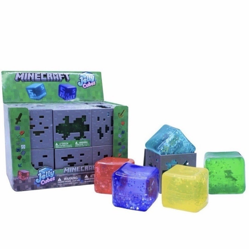 MINECRAFT JELLY CUBES Viral Squishy NEW RARE - Complete Set of 5 Like Nee doh